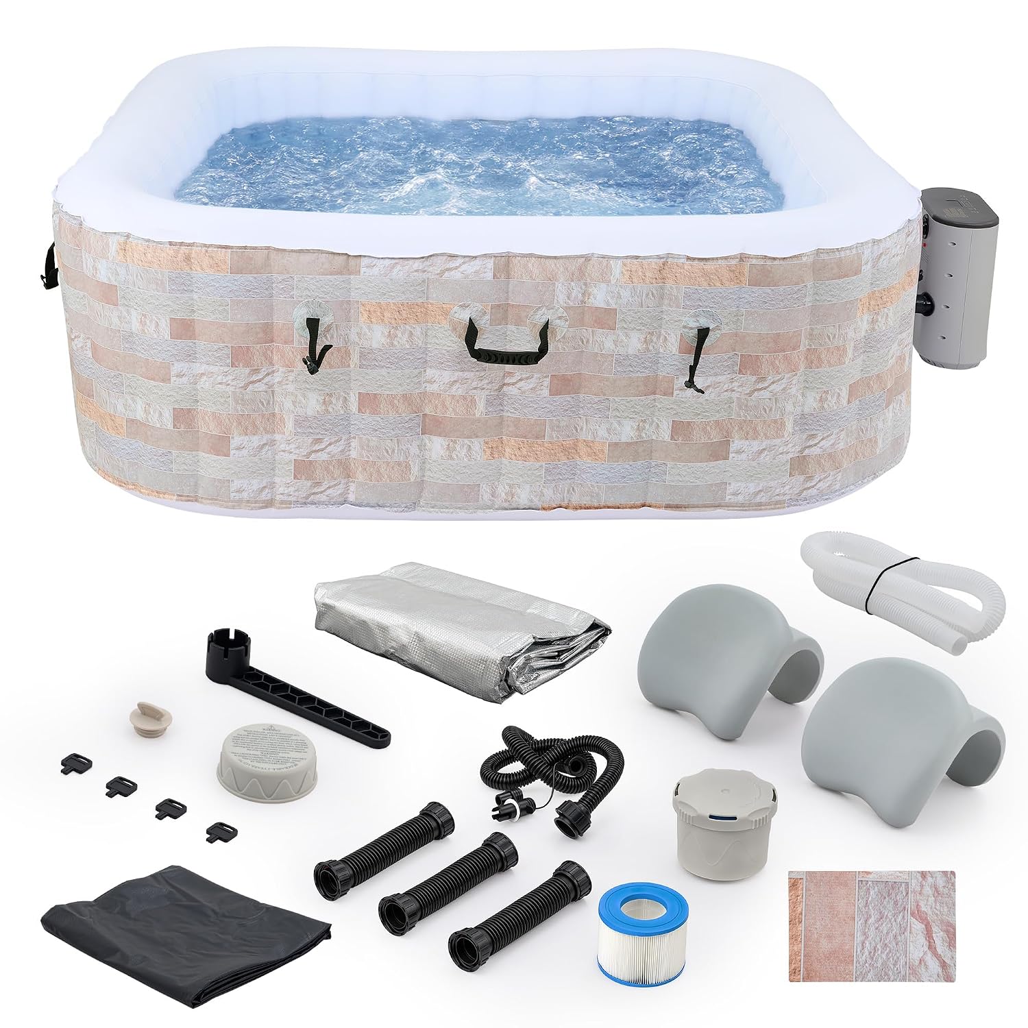 Outdoor Power For Hot Tub - 6,5 Fuß großer aufblasbarer Whirlpool, 6-Personen-Outdoor-Spa,