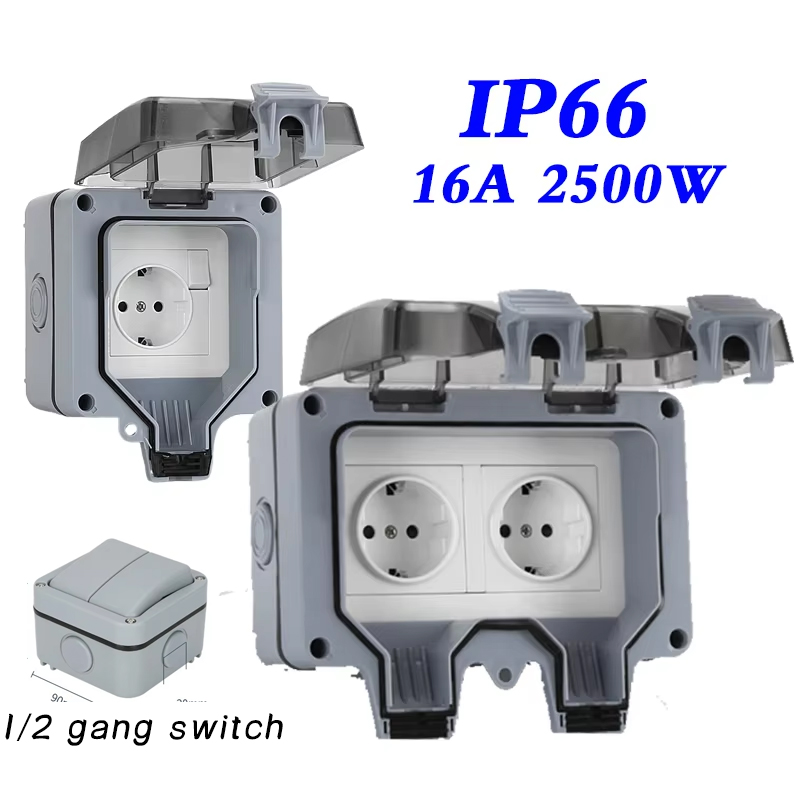 Outdoor Power Parts - EU KR Wasserdichte Steckdosen für Außenwand,